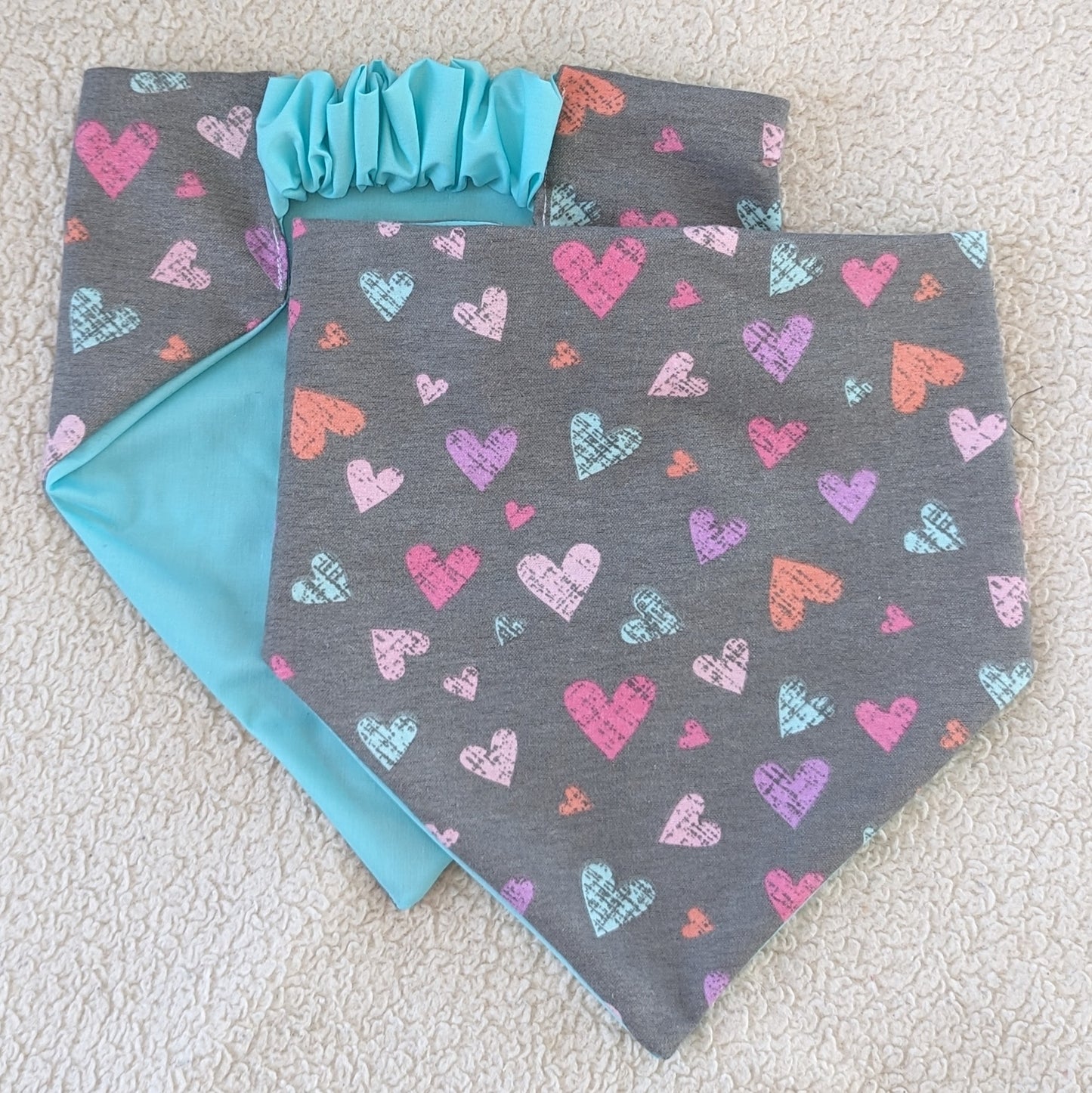 Gray Flannel Colorful Heart Pet Bandana