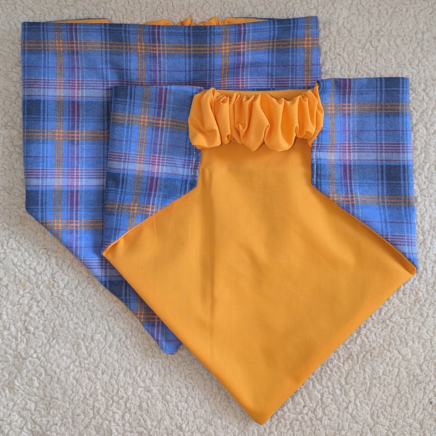 Blue and Marigold Fall Plaid Pet Bandana