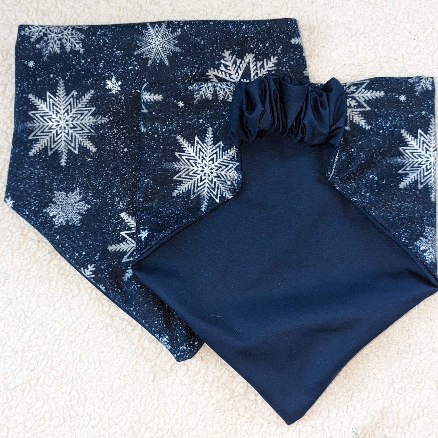 Winter Navy Snowflake Flannel Pet Bandana