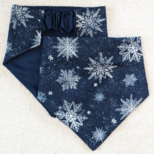 Winter Navy Snowflake Flannel Pet Bandana