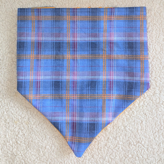 Blue and Marigold Fall Plaid Pet Bandana