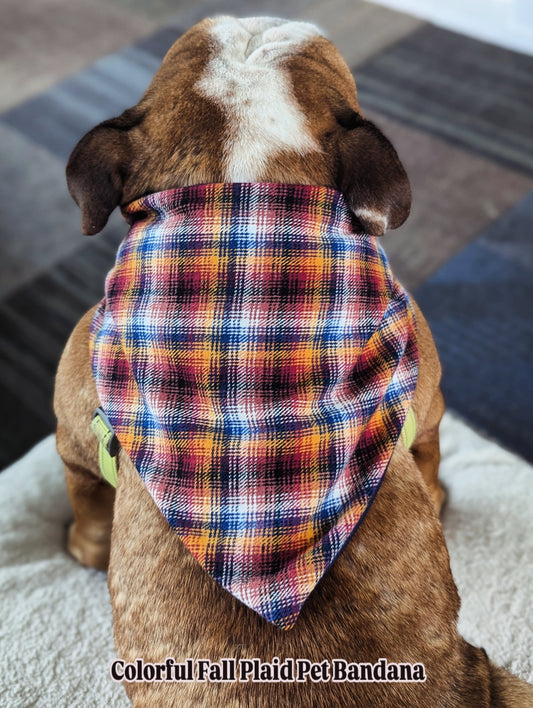Colorful Fall Plaid Pet Bandana