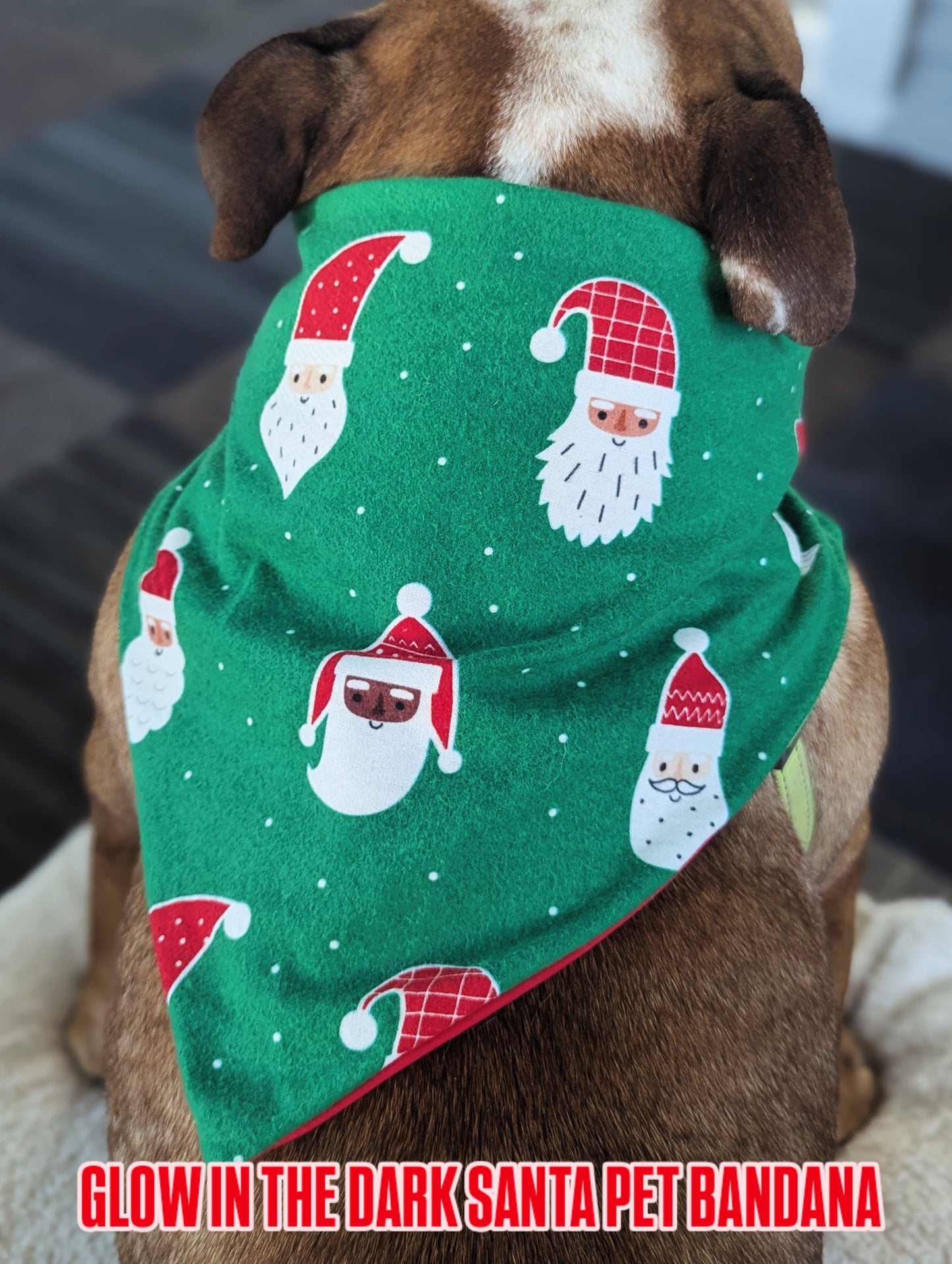 Glow In The Dark Santa Holiday Pet Bandana