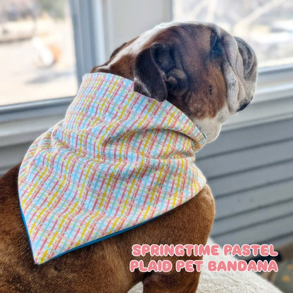 Springtime Pastel Plaid Pet Bandana