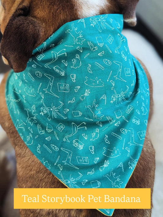 Teal Storybook Pet Bandana