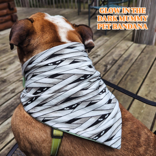 Glow In The Dark Mummy Halloween Pet Bandana