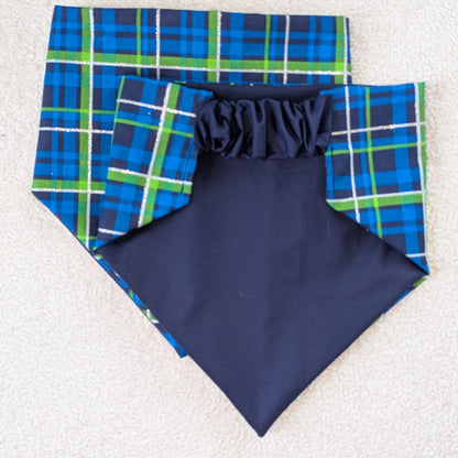 Navy & Green Plaid Pet Bandana
