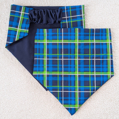 Navy & Green Plaid Pet Bandana