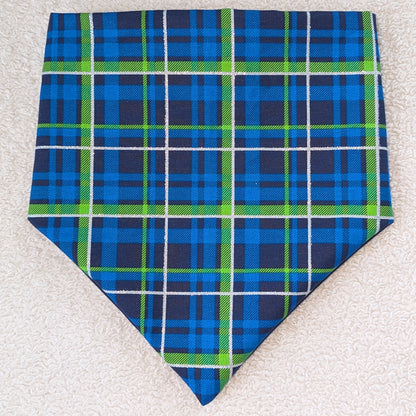Navy & Green Plaid Pet Bandana